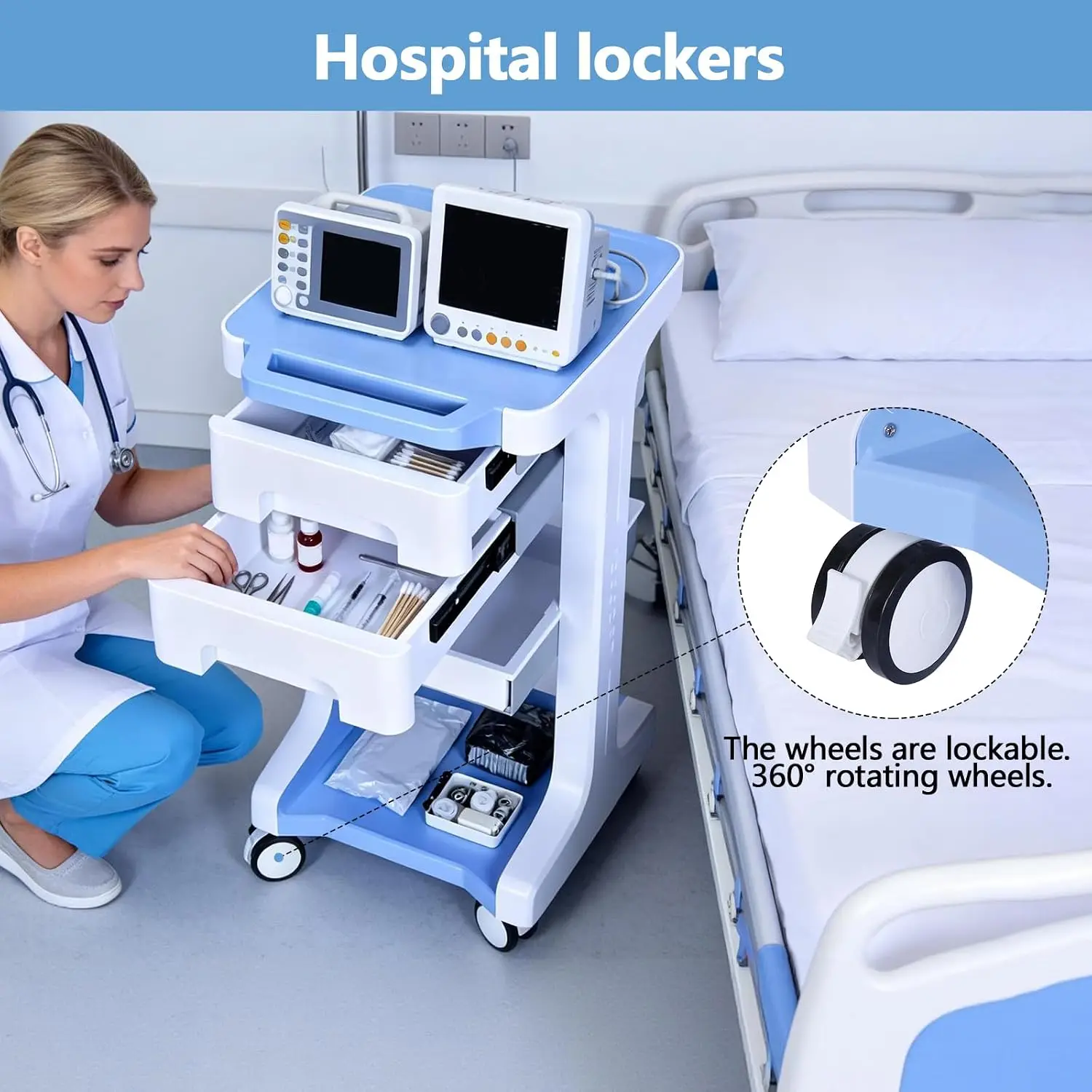 3 Tier Medical Rolling Cart wi - огляд і ціна Medical Lab Ultrasound
